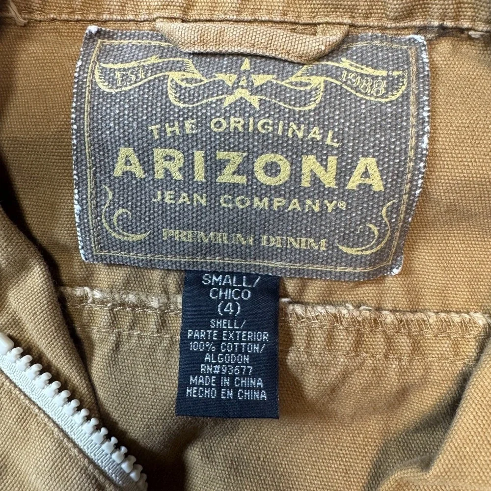 Arizona Jean Company Trucker Jacket Boys Small Tan Cotton Denim‎ Button Front
